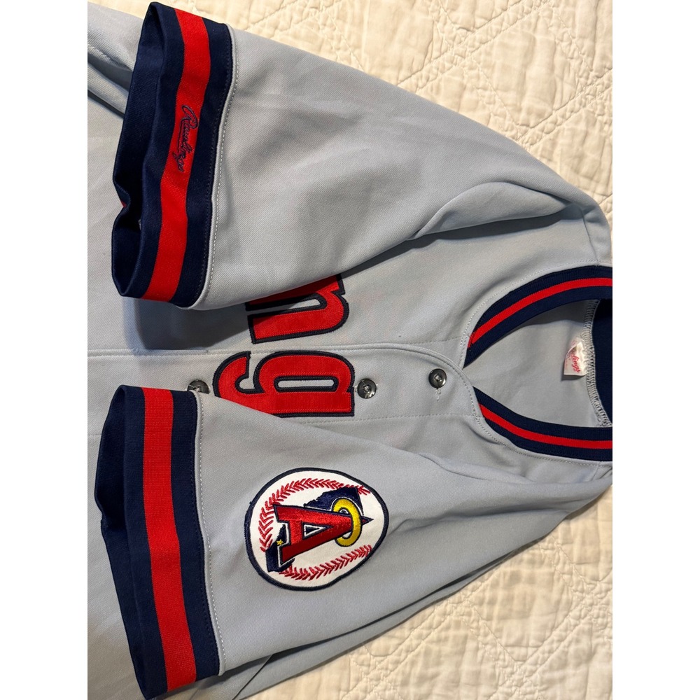 Rawlings California Angels Baseball Jersey Mens 50 Grey Vintage MLB Button USA - Picture 7 of 13